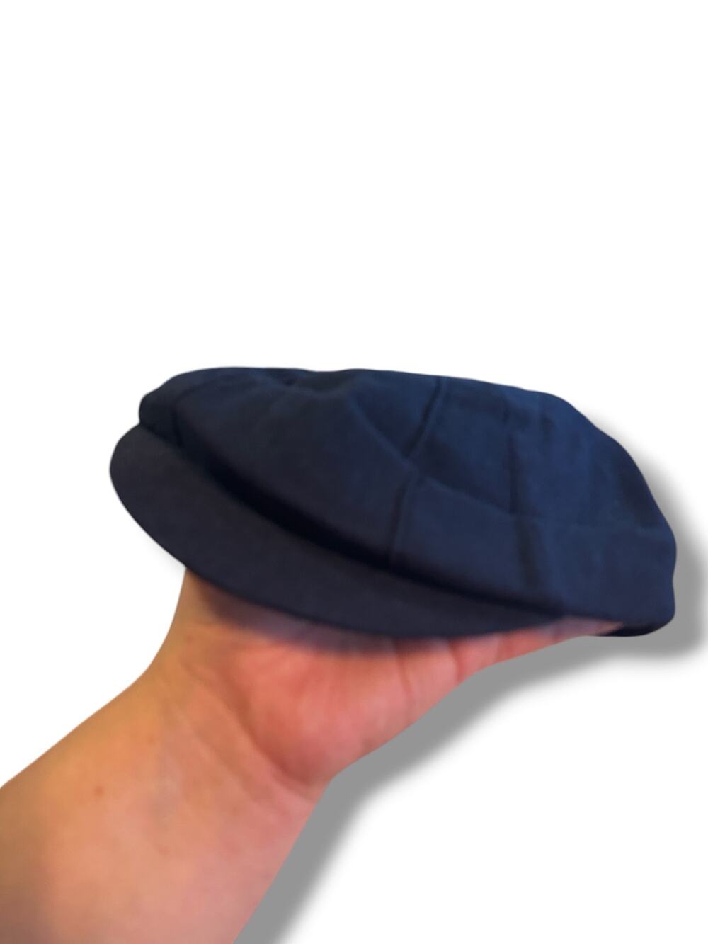 Vintage Baby Corduroy Newsboy Hat Black Ear Flaps Chauffeur Cap Infant Toddler